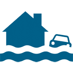 Flooded house and car icon