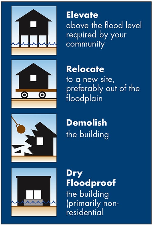 Image showing options to elevate, relocate, demolish or dry floodproof.