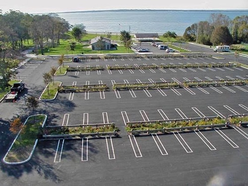 Green Infrastructure in the Town Beach parking lot. Image courtesy of the Town of Bristol, RI