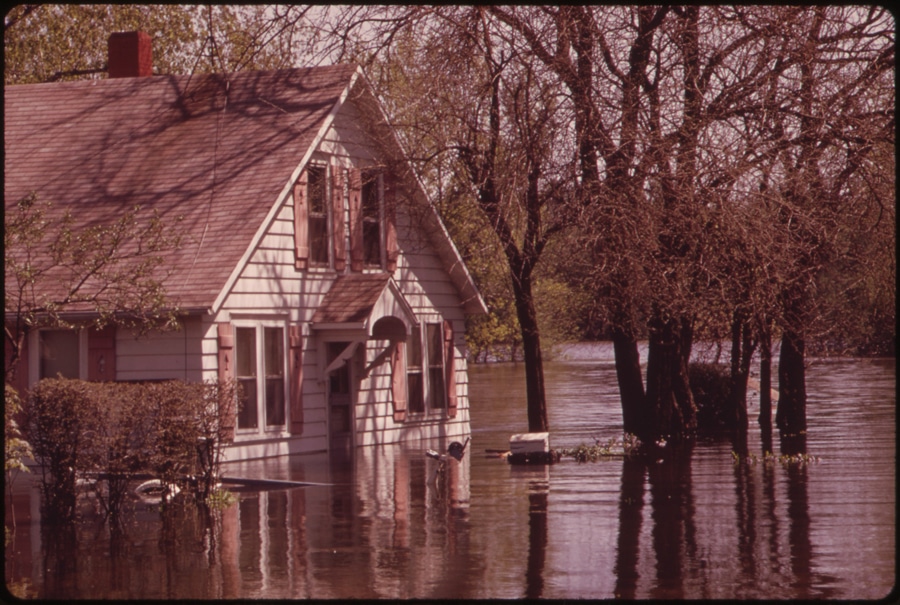 Home damaged by flooded Illinois River in 1973. Image courtesy of Arthur Greenberg, US EPA.